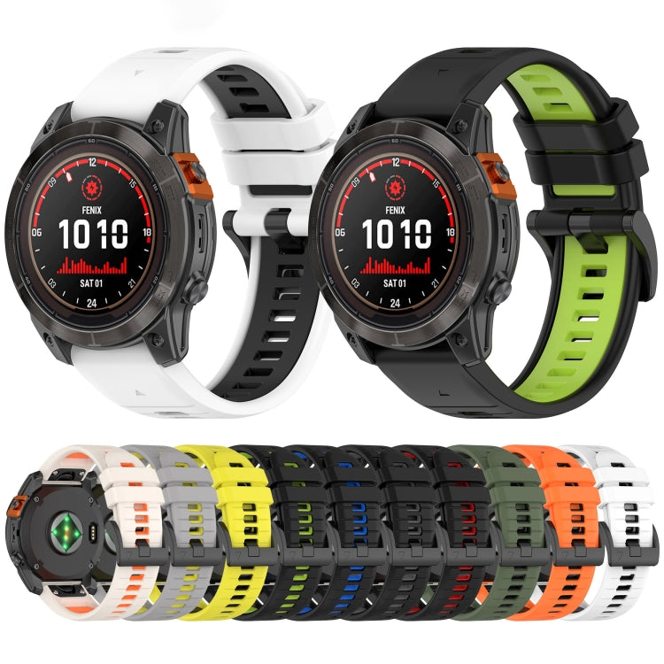 Compatible with Garmin Descent MK 1 26mm Sports Two-Color Silicone Watch Band(Black+Red)