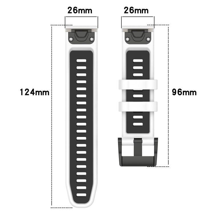 Compatible with Garmin Descent MK 1 26mm Sports Two-Color Silicone Watch Band(Black+Grey)