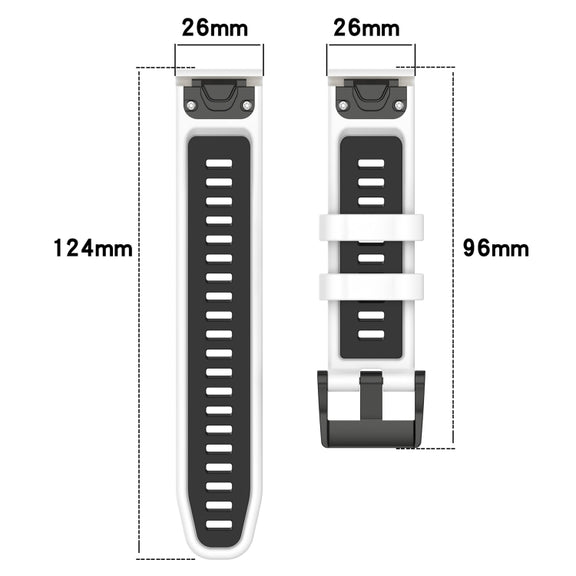 Compatible with Garmin Descent MK 1 26mm Sports Two-Color Silicone Watch Band(Black+Grey)