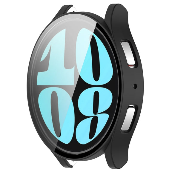 For Samsung Galaxy Watch6 40mm PC + Tempered Film Integrated Watch Protective Case(Black)