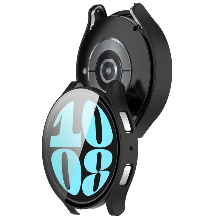 For Samsung Galaxy Watch6 40mm PC + Tempered Film Integrated Watch Protective Case(Black)