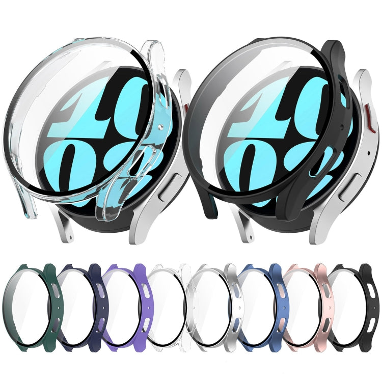 For Samsung Galaxy Watch6 40mm PC + Tempered Film Integrated Watch Protective Case(Black)