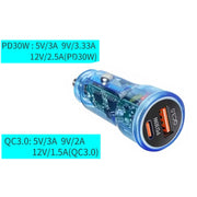 P35 48W PD30W + QC3.0 18W USB Transparent Car Charger with Type-C to 8 Pin Phone Data Cable(Transparent)