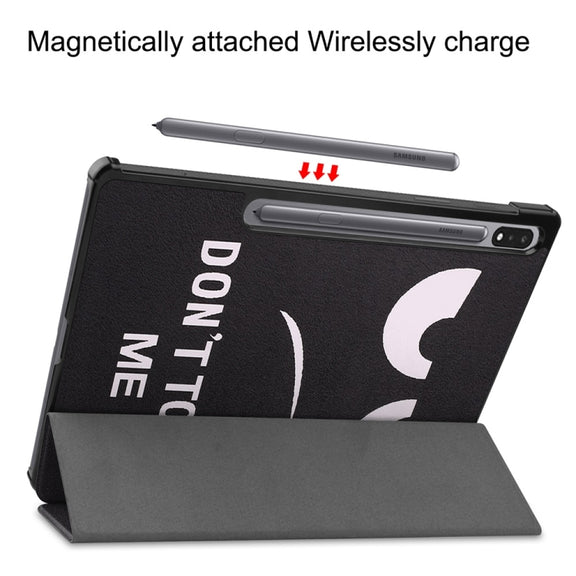 For Samsung Galaxy Tab S9+ JUNSUNMAY Custer Painted 3-Fold Stand Leather Smart Tablet Case(Big Eye)
