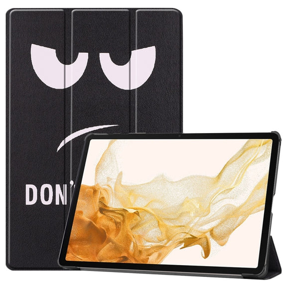 For Samsung Galaxy Tab S9+ JUNSUNMAY Custer Painted 3-Fold Stand Leather Smart Tablet Case(Big Eye)
