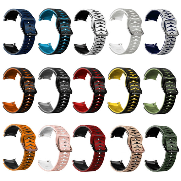 For Samsung Galaxy Watch 6 Classic 47mm Curved Texture Silicone Watch Band(Black+Blue)