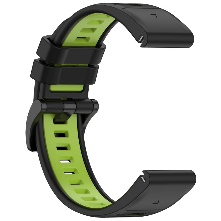 Compatible with Garmin Fenix 6X Pro Sports Two-Color Quick Release Silicone Watch Band(Black+Green)