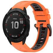 Compatible with Garmin Fenix 6X Pro Sports Two-Color Quick Release Silicone Watch Band(Orange+Black)