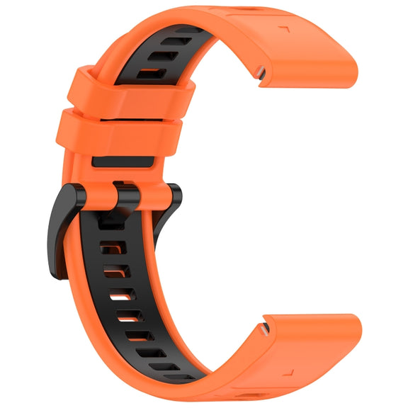Compatible with Garmin Fenix 6X Pro Sports Two-Color Quick Release Silicone Watch Band(Orange+Black)