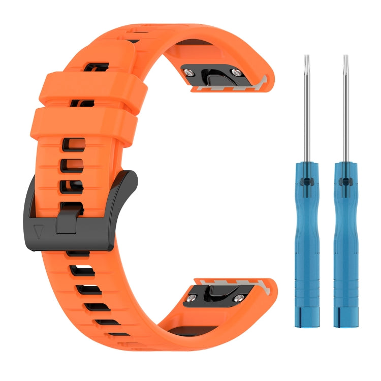 Compatible with Garmin Fenix 6X Pro Sports Two-Color Quick Release Silicone Watch Band(Orange+Black)