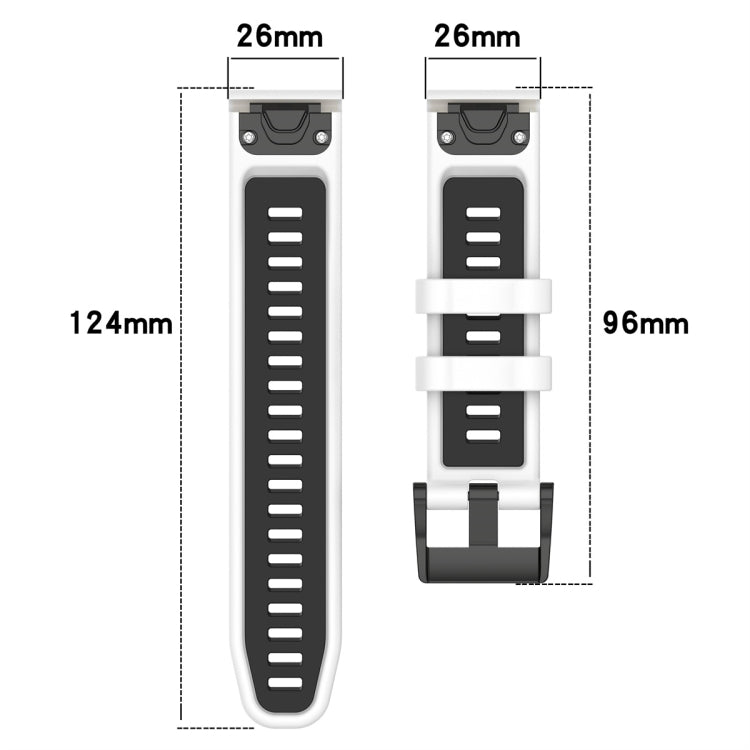 Compatible with Garmin Fenix 6X Pro Sports Two-Color Quick Release Silicone Watch Band(Black+Green)