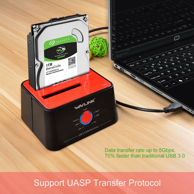 Wavlink ST334U SSD Dual Bay External Hard Drive Docking Station USB 3.0 to SATA I/II/III(EU Plug)