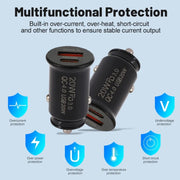 P10 Mini Style QC4.0 USB / PD20W Dual Port Car Charger(Black)
