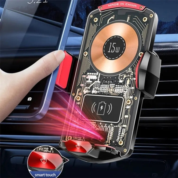 A6 Car Automatic Clamping Phone Holder 15W Magnetic Wireless Charger(Orange)