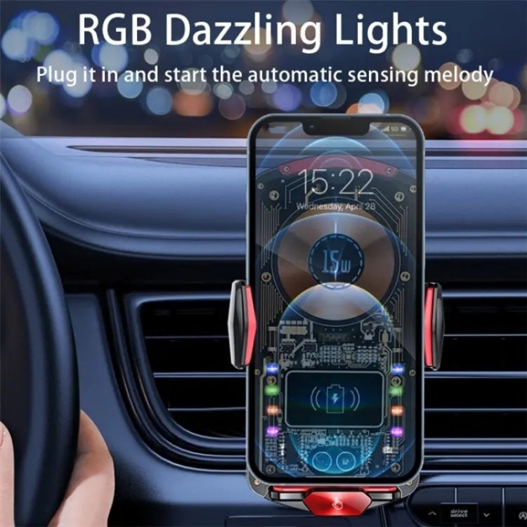 A6 Car Automatic Clamping Phone Holder 15W Magnetic Wireless Charger(Orange)