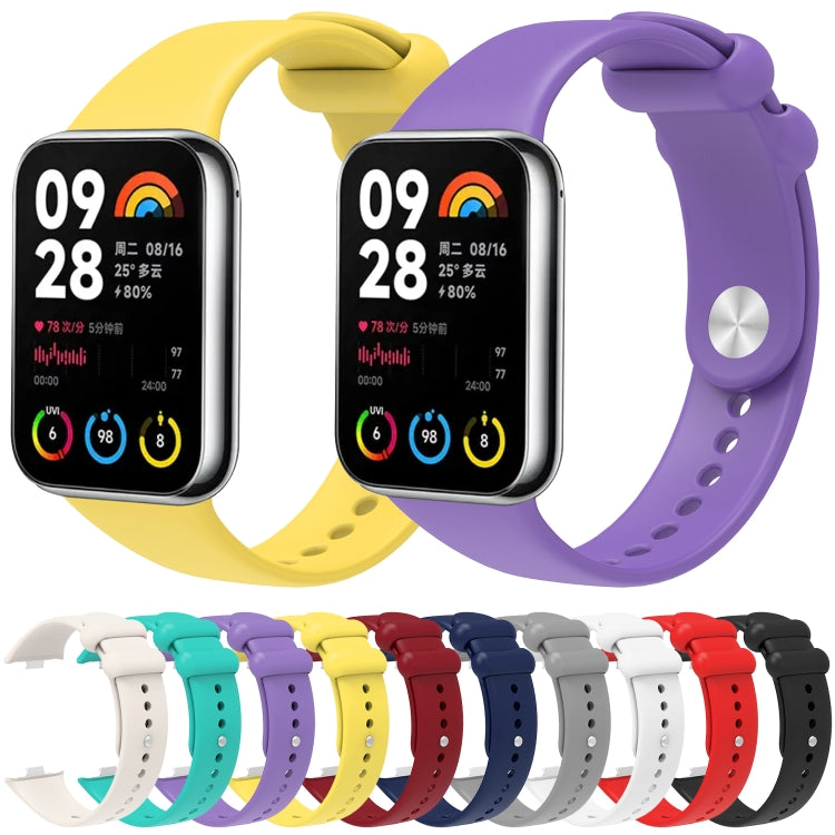 For Xiaomi Mi Band 8 Pro Solid Color Reverse Buckle Silicone Watch Band(Yellow)
