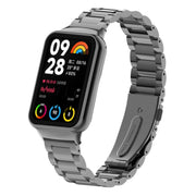 For Xiaomi Mi Band 8 Pro Three Bead Metal Stainless Steel Watch Band(Black)
