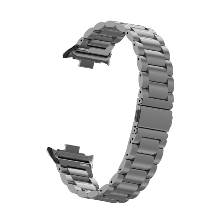 For Xiaomi Mi Band 8 Pro Three Bead Metal Stainless Steel Watch Band(Black)