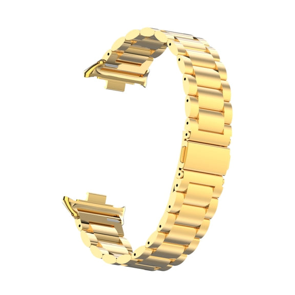 For Xiaomi Mi Band 8 Pro Three Bead Metal Stainless Steel Watch Band(Gold)