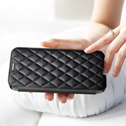 For Samsung Galaxy S23 5G Shield MagSafe RFID Anti-theft Rhombus Leather Phone Case(Black)