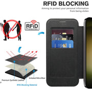 For Samsung Galaxy S23 5G Shield MagSafe RFID Anti-theft Rhombus Leather Phone Case(Black)