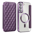 For Samsung Galaxy S23 5G Shield MagSafe RFID Anti-theft Rhombus Leather Phone Case(Purple) - free shipping - PMC TechLife - Order now!