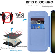 For Samsung Galaxy S23 5G Shield Magsafe RFID Anti-theft Rhombus Leather Phone Case(Blue)