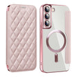 For Samsung Galaxy S23 5G Shield MagSafe RFID Anti-theft Rhombus Leather Phone Case(Pink) - free shipping - PMC TechLife - Order now!