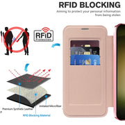 For Samsung Galaxy S23 5G Shield MagSafe RFID Anti-theft Rhombus Leather Phone Case(Pink)
