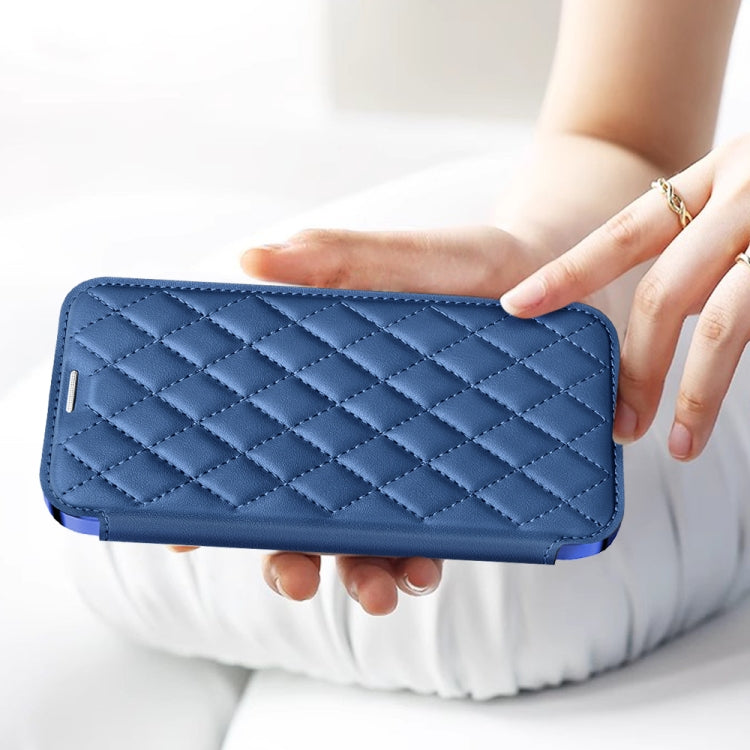 For Samsung Galaxy S23+ 5G Shield Magsafe RFID Anti-theft Rhombus Leather Phone Case(Dark Blue)