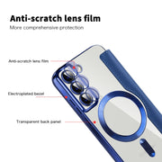 For Samsung Galaxy S23+ 5G Shield Magsafe RFID Anti-theft Rhombus Leather Phone Case(Dark Blue)