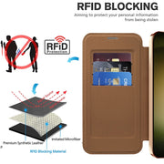 For Samsung Galaxy S23+ 5G Shield Magsafe RFID Anti-theft Rhombus Leather Phone Case(Brown)