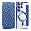 For Samsung Galaxy S23 Ultra 5G Shield Magsafe RFID Anti-theft Rhombus Leather Phone Case(Dark Blue) - Galaxy S23 Ultra 5G Cases by PMC TechLife | Online Shopping South Africa | PMC TechLife