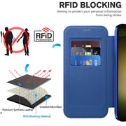 For Samsung Galaxy S23 Ultra 5G Shield Magsafe RFID Anti-theft Rhombus Leather Phone Case(Dark Blue)