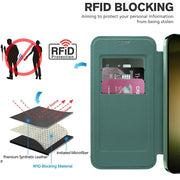 For Samsung Galaxy S23 Ultra 5G Shield Magsafe RFID Anti-theft Rhombus Leather Phone Case(Green)