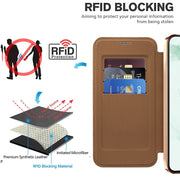 For Samsung Galaxy S22+ 5G Shield MagSafe RFID Anti-theft Rhombus Leather Phone Case(Brown)