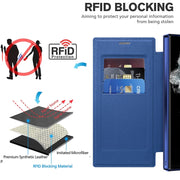 For Samsung Galaxy S22 Ultra 5G Shield Magsafe RFID Anti-theft Rhombus Leather Phone Case(Dark Blue)