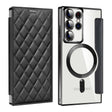 For Samsung Galaxy S22 Ultra 5G Shield Magsafe RFID Anti-theft Rhombus Leather Phone Case(Black) - Galaxy S22 Ultra 5G Cases by PMC TechLife | Online Shopping South Africa | PMC TechLife