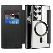 For Samsung Galaxy S22 Ultra 5G Shield Magsafe RFID Anti-theft Rhombus Leather Phone Case(Black)