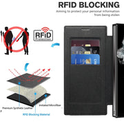 For Samsung Galaxy S22 Ultra 5G Shield Magsafe RFID Anti-theft Rhombus Leather Phone Case(Black)