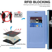 For Samsung Galaxy S22 Ultra 5G Shield MagSafe RFID Anti-theft Rhombus Leather Phone Case(Blue)