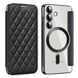 For Samsung Galaxy S24 5G Shield Magsafe RFID Anti-theft Rhombus Leather Phone Case(Black) - Galaxy S24 5G Cases by PMC TechLife | Online Shopping South Africa | PMC TechLife