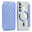 For Samsung Galaxy S24 5G Shield MagSafe RFID Anti-theft Rhombus Leather Phone Case(Blue) - free shipping - PMC TechLife - Order now!