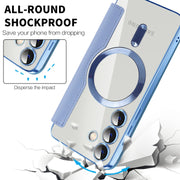 For Samsung Galaxy S24 5G Shield MagSafe RFID Anti-theft Rhombus Leather Phone Case(Blue)