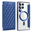For Samsung Galaxy S24 Ultra 5G Shield Magsafe RFID Anti-theft Rhombus Leather Phone Case(Dark Blue) - Galaxy S24 Ultra 5G Cases by PMC TechLife | Online Shopping South Africa | PMC TechLife