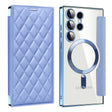 For Samsung Galaxy S24 Ultra 5G Shield MagSafe RFID Anti-theft Rhombus Leather Phone Case(Blue) - free shipping - PMC TechLife - Order now!