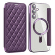 For Samsung Galaxy S23 FE 5G Shield Magsafe RFID Anti-theft Rhombus Leather Phone Case(Purple) - Galaxy S23 FE 5G Cases by PMC TechLife | Online Shopping South Africa | PMC TechLife