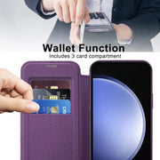 For Samsung Galaxy S23 FE 5G Shield Magsafe RFID Anti-theft Rhombus Leather Phone Case(Purple)