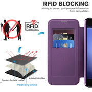 For Samsung Galaxy S23 FE 5G Shield Magsafe RFID Anti-theft Rhombus Leather Phone Case(Purple)