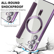 For Samsung Galaxy S23 FE 5G Shield Magsafe RFID Anti-theft Rhombus Leather Phone Case(Purple)